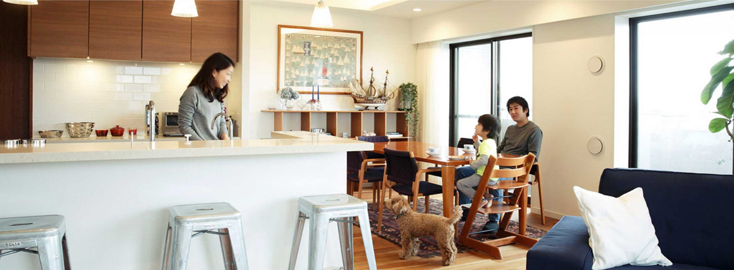 帰国後の住まいを碑文谷に。<br>約100㎡のポテンシャルを活かした住まい。